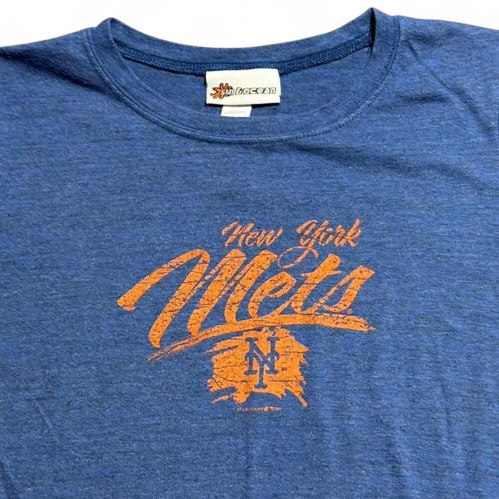 Fifth Sun New York Mets T-Shirt Size XL Heather Blue Distressed Logo